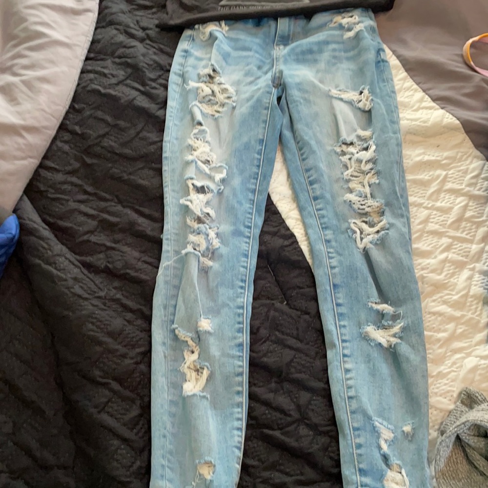 Girls Denim ripped jeans size 0 regular American eagle